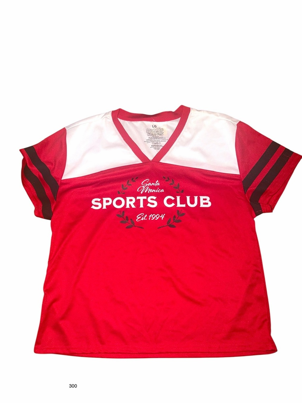 *new* Goodie Two Sleeves SportS Club V-Neck Short Sleeve Tee in Red & White